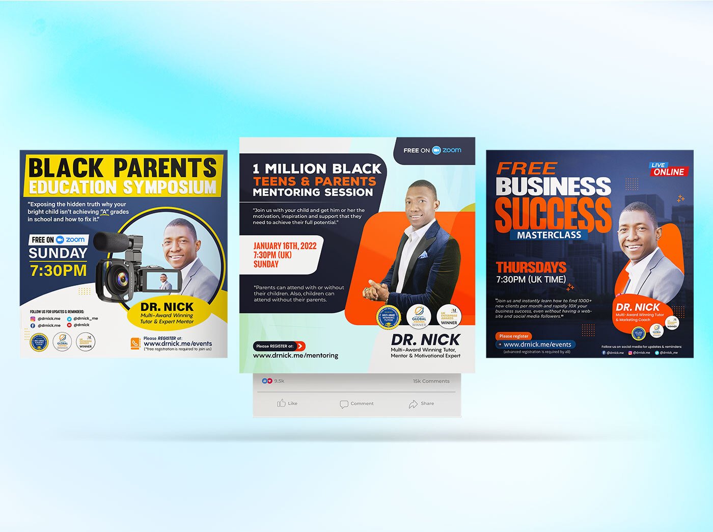 education post design, poster design, mock ups made by "droff designs"