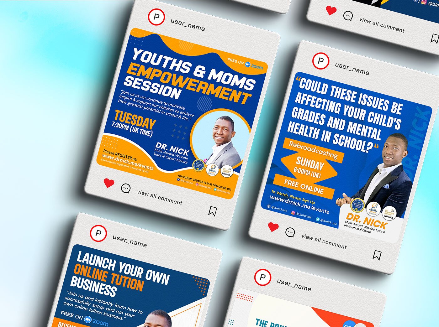 education post design, poster design, mock ups made by "droff designs"