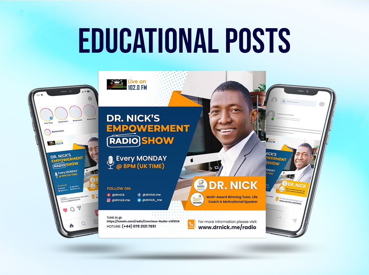 education post design, poster design, mock ups made by "droff designs"