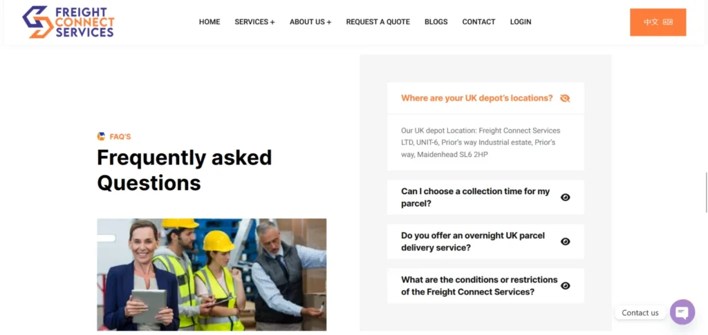 Freight Connect Services website design