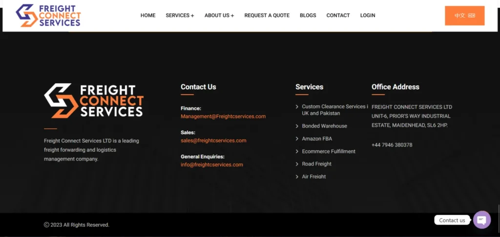 Freight Connect Services website design