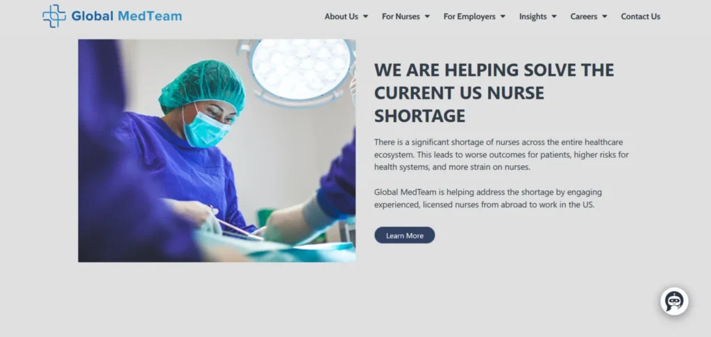 Global Med Team website design