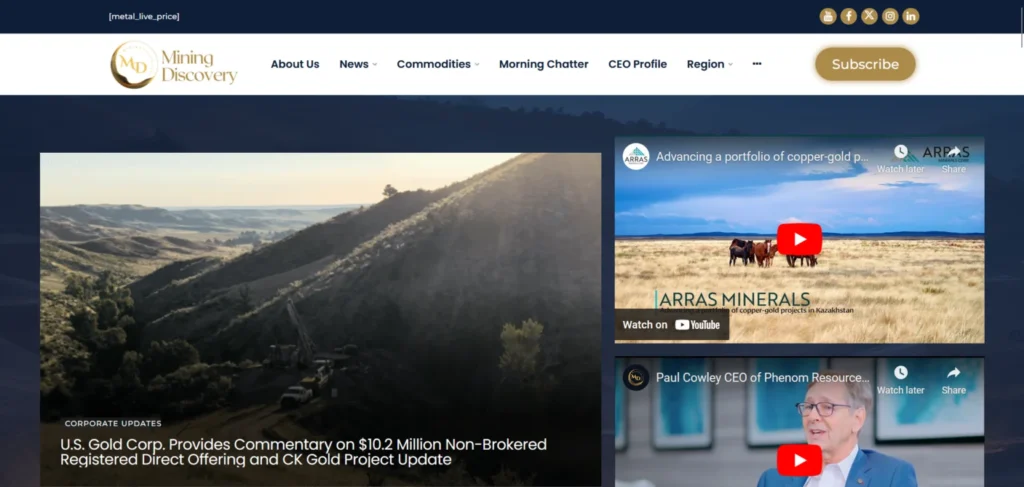 Mining Discovery website design