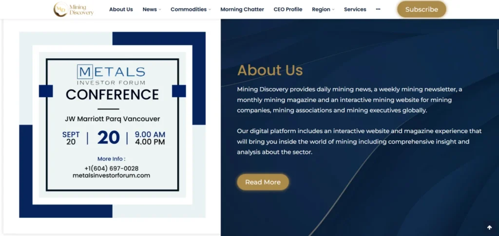 Mining Discovery website design