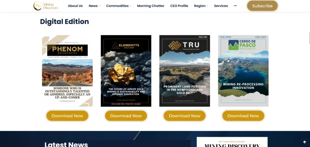 Mining Discovery website design