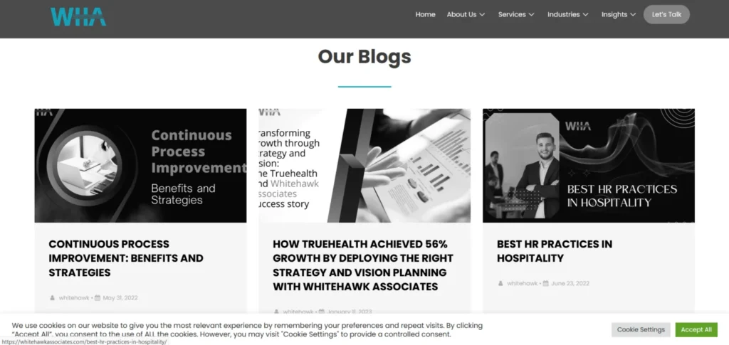 Whitehawk Associates website design